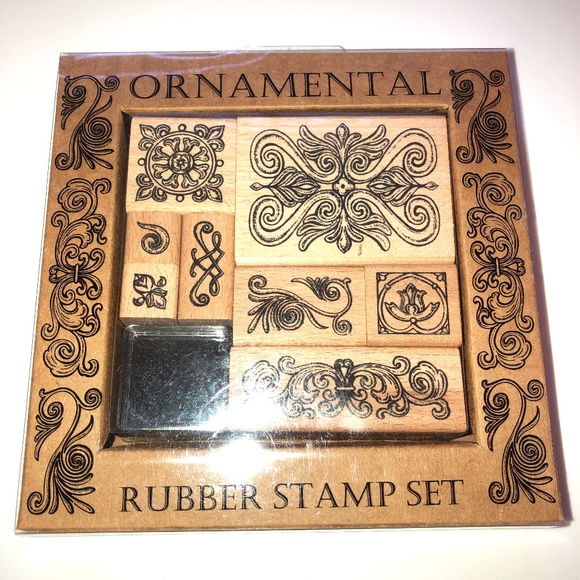 HERO ARTS ORNAMENTAL Flourishes Wood Block Rubber Stamp Set of 8 RARE! #2403R - Picture 2 of 6